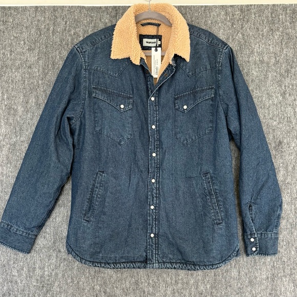 Taylor Stitch Mens 42 Large Denim Western Style Sherpa Lined Pearl Snap Button